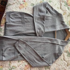 Metallic silver soft collar cardigan